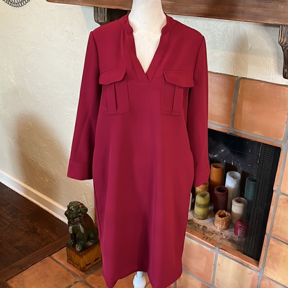 Hobbs London crimson red holiday long sleeved KATELENA TUNIC DRESS, 4!